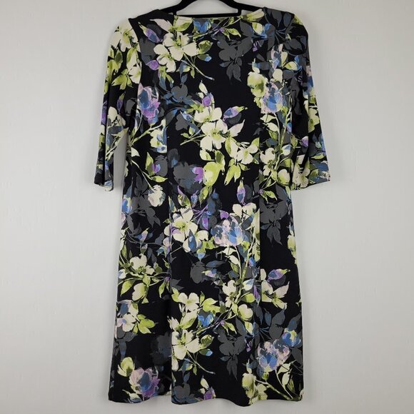 J. Jill Wherever Collection Black Floral Shift Dress 2D301 XSP - Picture 6 of 6